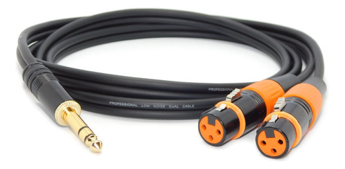 Cable Canon Hembra  2 A Plug 1/4 Stereo 2 Mts Profesional