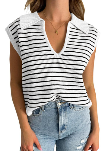 Sleeveless Sweaters For Women Trendy Lapel V Neck Tank Tops