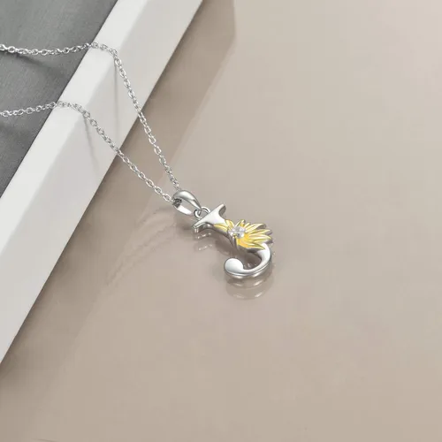 Poplyke Collar De Girasol Con Inicial De Girasol, Regalos Pa