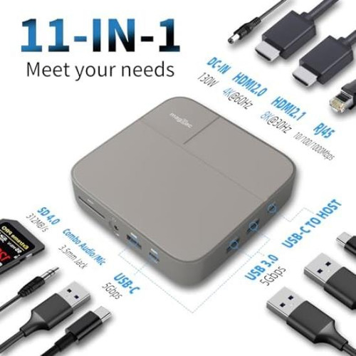 Estación De Acoplamiento Usb C Magbac O Dual Con 2 Hdmi Para