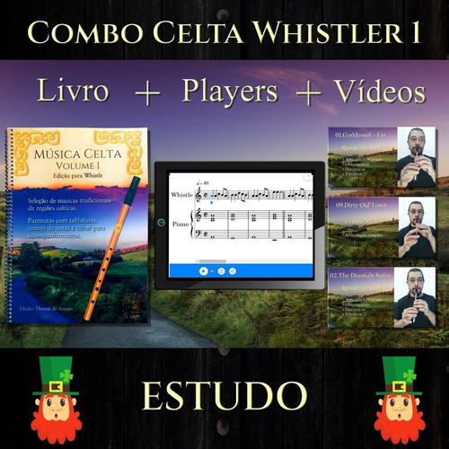 Música Celta Volume 1 Para Tin Whistle + Player Das Partituras + Vídeos Demonstrativos