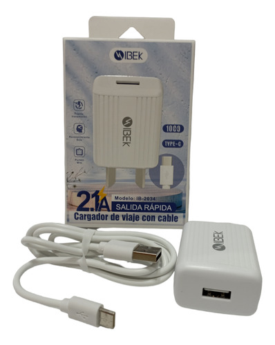 Cargador Usb 2a Tipo C Pack X 10 Unidades Ibeck 