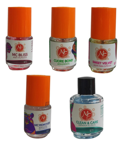 Kit Mc Nails 5 Pz Primer Aceite Removedor Antihongo Limpiap 