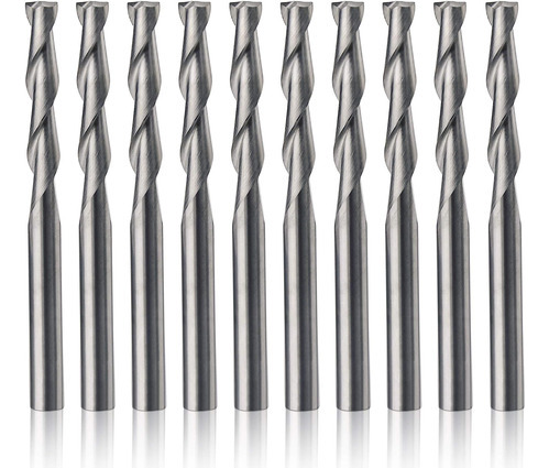 Hqmaster 10pcs 1/8 17mm Carbide Flat Nose End Mill Cnc