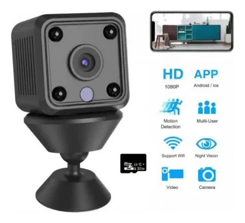 Mini Cámara Wifi Visión Nocturna Detección Movimiento 1080p