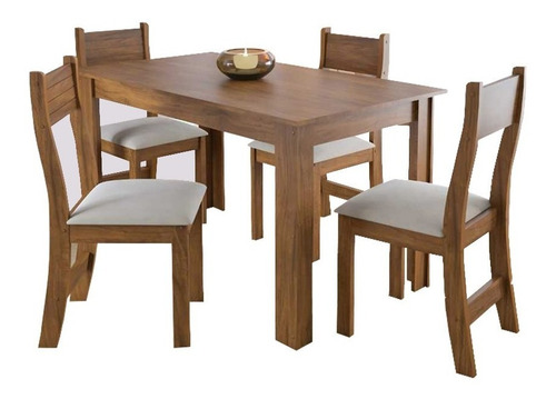 Juego de comedor Welaman Welaman 24052 color marrón con 4 sillas diseño liso mesa de 135cm de largo máximo x 75cm de ancho x 75cm de alto
