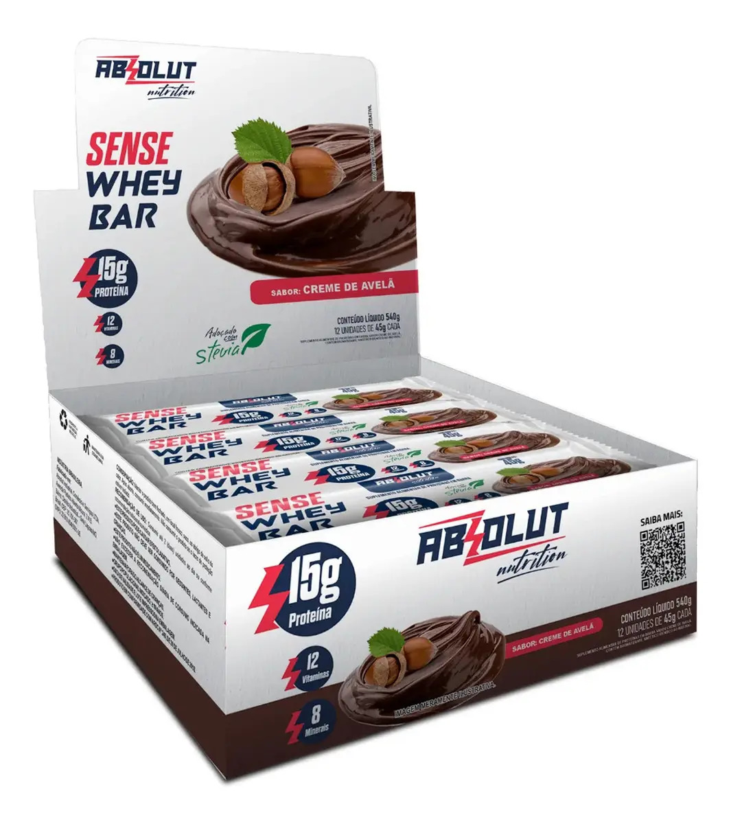 Absolut Nutrition Suplemento Nutricional Absolut Nutrition Sense Whey Bar Creme de Avelã 540g