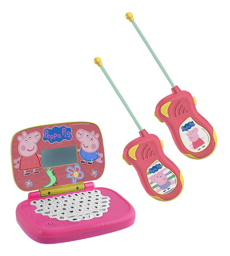 Kit Laptop Peppa Pig + Walkie-talkie Peppa Pig Cor Rosa-chiclete