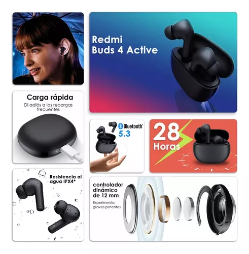 Audifonos Xiaomi Redmi Buds 4 Active Negro