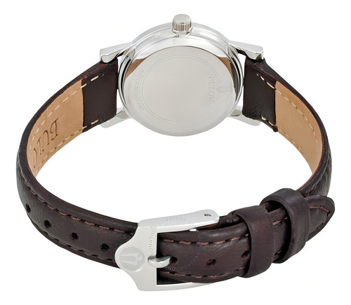 Reloj Bulova Mujer Cuero Clasico Marron Beige 96l210 Color De La Malla Marrón Oscuro Color Del Bisel Plateado Color Del Fondo Plateado