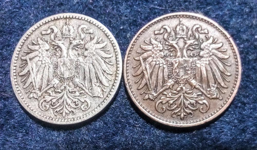 Moneda Austria 2 1894 Y 10 Heller 1895. Lote X 2 Uni (Usado)