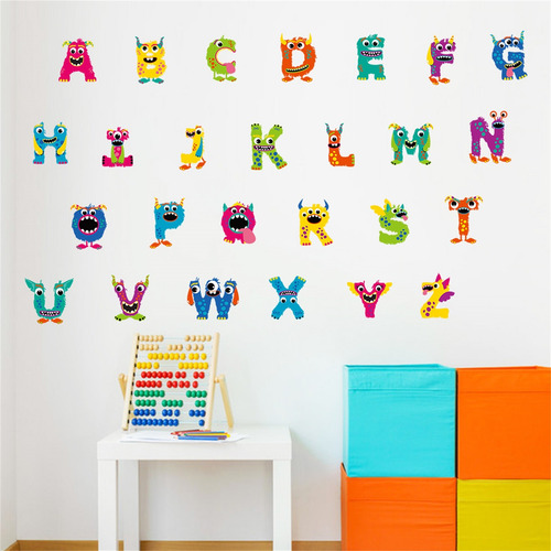 Adhesivo De Pared De Pvc Con 26 Letras, Extraíble, Mural Art