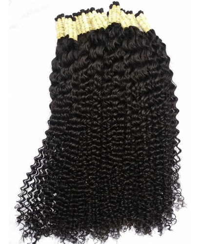 Cabelo Humano Cacheado Natural 50-55cm 200gramas Sem Quimica Cor Médio E Escuro