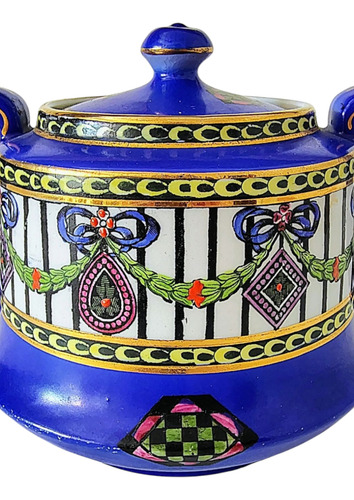 Antigua Azucarera De Porcelana Inglesa Fenton Ca 1900 Azul (Usado)