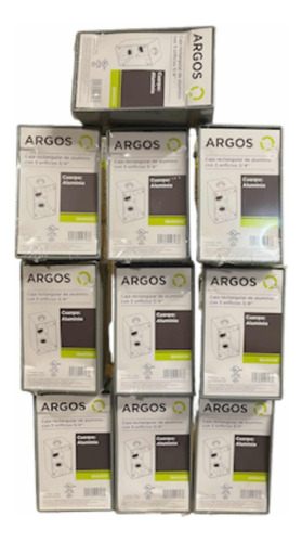 10pz Condulet Rectangular 3 Orificios 3/4 Argos 9840030 Color Gris