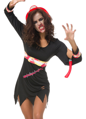 Disfraz De Halloween For Adultos, Disfraz De Mascarada De Fuego For Mujer, Vestido De Bruja Vampiro