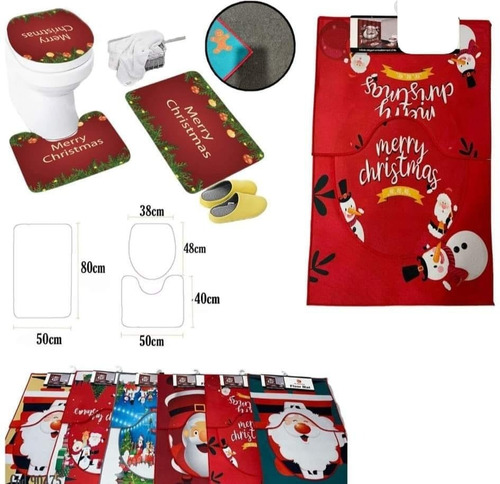 Set De 3 Alfombras Para Baño Con Diseños De Navidad Pisos