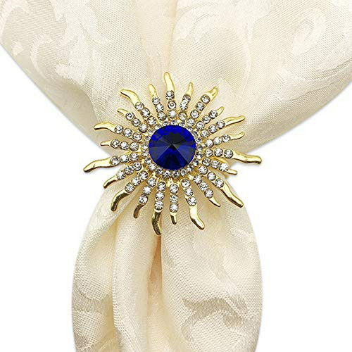 Anillos Servilleta Girasol Cristal Azul Para Eventos - Set 6