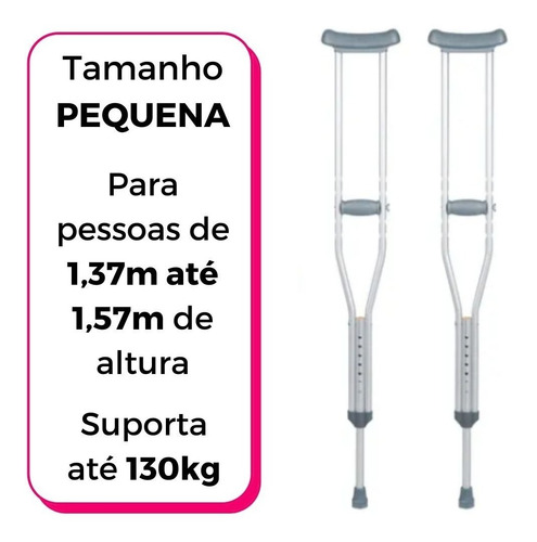 Imagem 1 de 6 de Muleta Axilar Regulável Dellamed D7 Tamanho P - Par