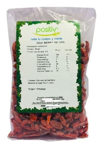 Bayas Goji Berry Deshidratadas 100g - Del Himalaya - Positiv