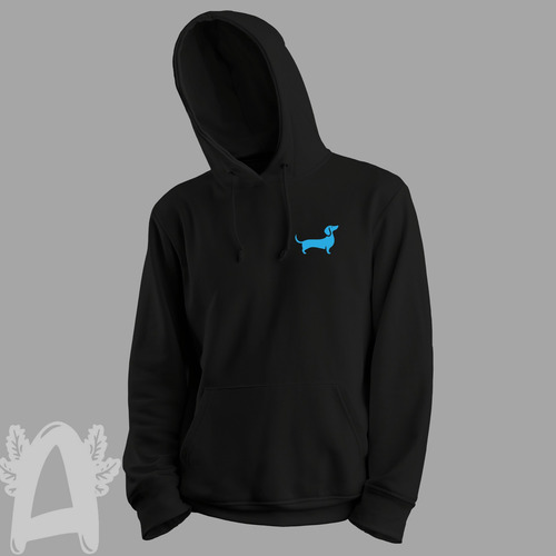 Sudadera Negra Casual Unisex Perro Salchicha Mascota Moda