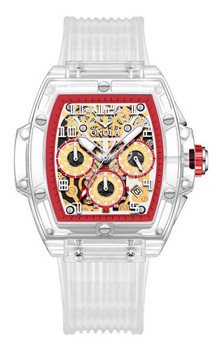 Reloj Analógico Impermeable Onola 6810q Fashion Color De La Correa White/red