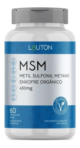 Suplemento Lauton Nutrition Clinical Vegan MSM em Pote de 60 Cápsulas