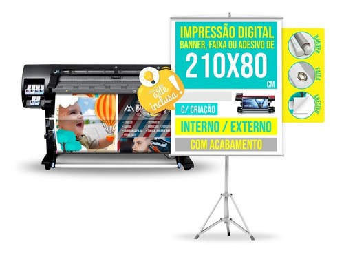 Imagem 1 de 3 de Banner Faixa Ou Adesivo C/ Criação 2,1 X 0,8 M / 210 X 80