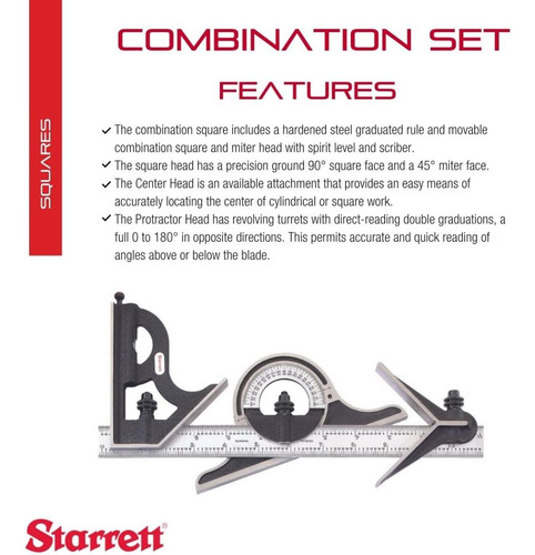 Combinación Starrett Conjunto Con Slc, Square, Centro Y De Y