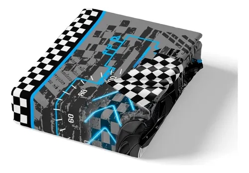 Juego De Ropa De Cama Para Auto De Carreras Individual Azul