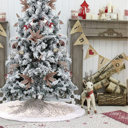 Falda Del Arbol De Navidad Blanco Dorado De 48 Pulgadas