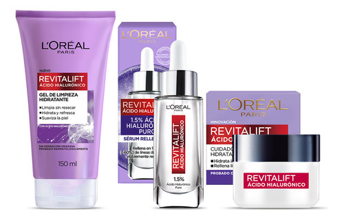 Kit L'oréal Paris Ácido Hialurónico Gel + Crema Día + Sérum