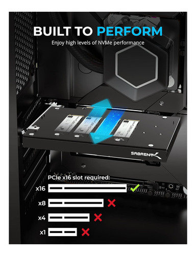 Sabrent 4-drive Nvme Ssd To Pcie 40 X 16 Adapter Card