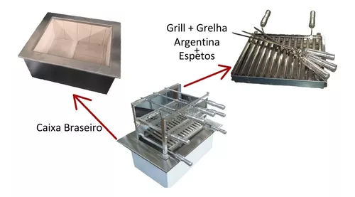 Churrasqueira a Carvão Rotativa 05 Espetos 485MM Inox 304 220V Scheer RC550