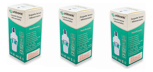 Kit 03 Sensor De Presença Lâmpada Soquete E27 Bocal Fotocelu