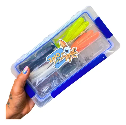 Kit Fire Shad 9cm + Caixa Marine + Anzol Offset 4/0 | Parcelamento