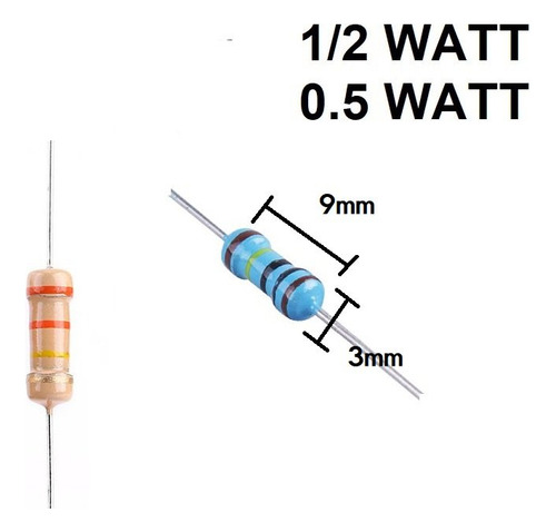 10x Pack Resistencia 1/2 Watt 0.5 Watts (470 Ohm)