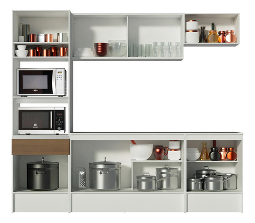 Cocina Integral Completa Modular Madesa Topazio 240cm Color Blanco/Marrón