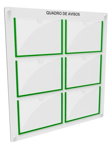 Quadro De Aviso/gestão Mdf Com 6 Displays A4 Acrílico