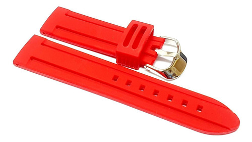 Pulseira Para Relógio Silicone 2 Frisos Reta 24mm Vermelho