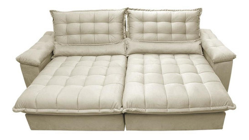 Sofá Retrátil e Reclinável 2,32m com Molas Ensacadas Cama inBox Aconchego Tecido Suede Bege