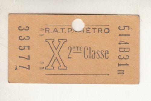 1962 Ticket Boleto Del Metro De Paris Francia Transporte | Cuotas sin  interés