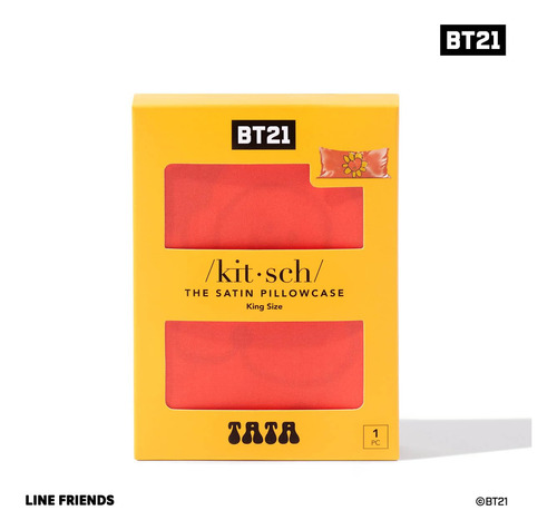 Funda De Almohada Kitsch X Bt21 Tata Satinada Con Cremallera