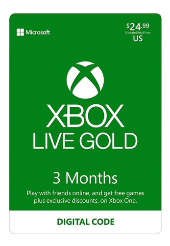 Xbox Live Gold: Tarjeta De 3 Meses Xbox One/360