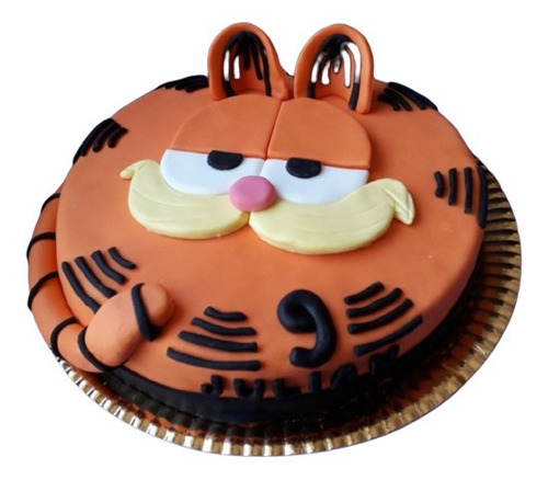 Torta Garfield 1 Piso. Con Nombre Y Años Del Cumpleañero / A