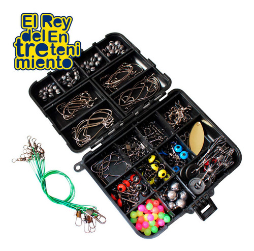 Imagen 2 de 7 de Valija Pesca Tanza Plomada Anzuelo Kit 241 Psc - El Rey