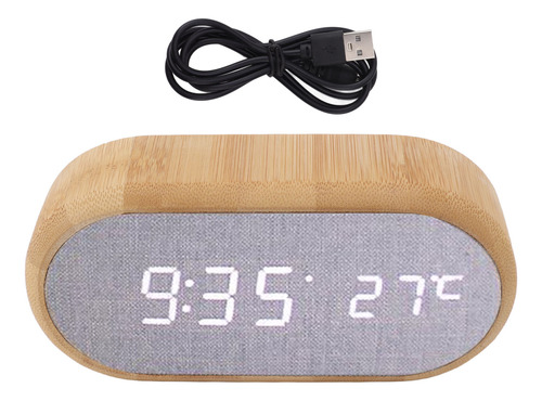 Reloj Despertador De Madera Con Control De Voz Digital Led B