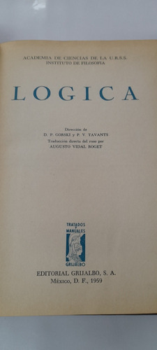 Logica De D P Gorski Y P V Travants - Grijalbo (usado)