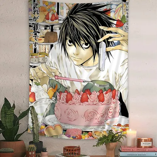 Arte De Parede De Anime Death Note L Lawliet Branco | Parcelamento