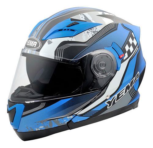 Yema Casco Abatible Para Moto Color Azul Maverick - Talla Xl